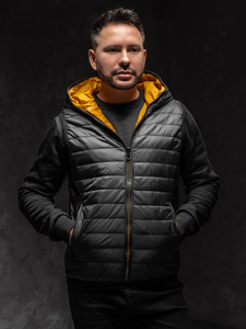 Homme Gilet matelassé à capuche Noir Bolf 7106A1