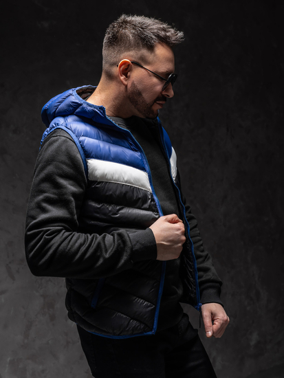 Homme Gilet matelassé à capuche Bleu foncé Bolf HDL88004A1