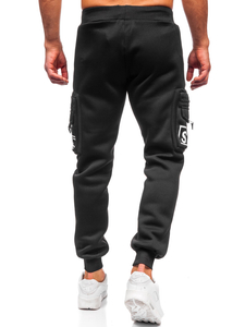 Homme Pantalon jogger cargo chaud Noir Bolf K22