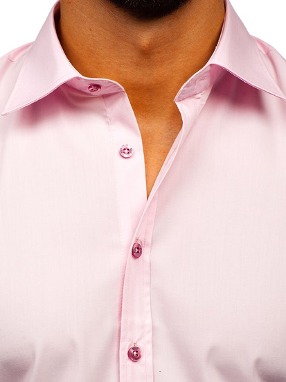 Chemise élégante rose à manches longues pour homme Bolf 1703
