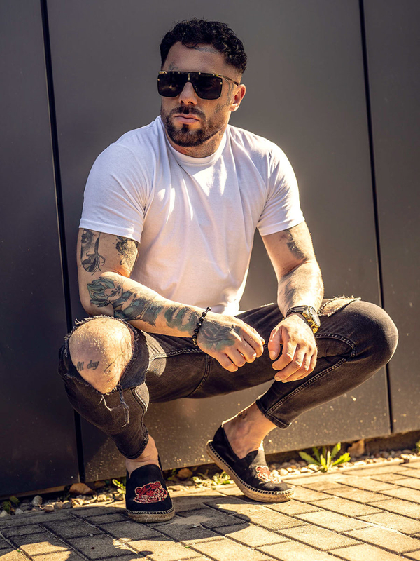 T-shirt homme en coton blanc sans imprimé Bolf 192397B