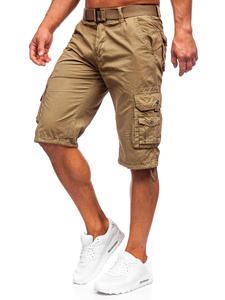 Short cargo en tissu avec ceinture pour homme camel Bolf 77885
