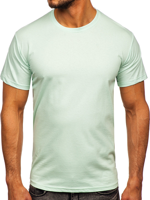 T-shirt uni en coton menthe clair pour homme Bolf 192397