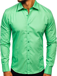 Chemise élégante vert menthe à manches longues pour homme Bolf 1703