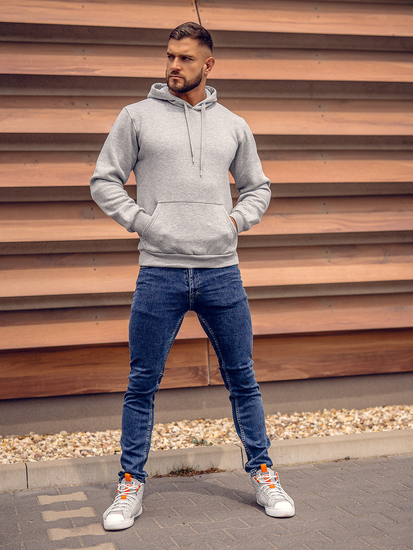 Sweat-shirt gris foncé kangourou à capuche pour homme Bolf B1004