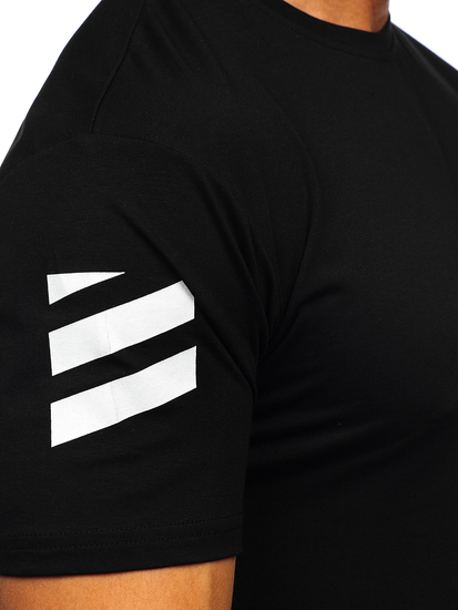 Tee-shirt imprimé pour homme noir Bolf 14404