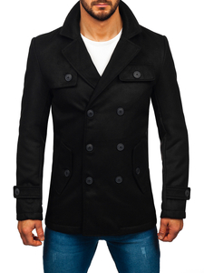 Homme Manteau d'hiver croisé Noir Bolf M3142A1