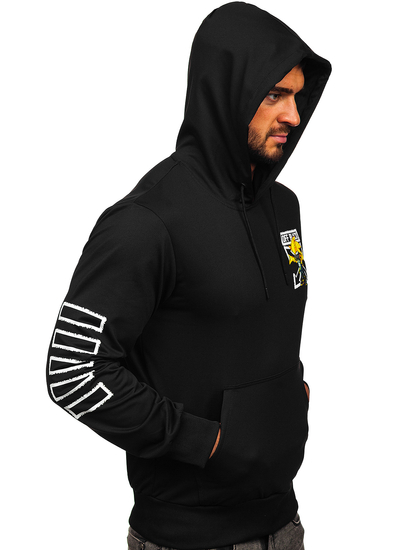 Sweat-shirt imprimé à capuche pour homme noir Bolf HM611