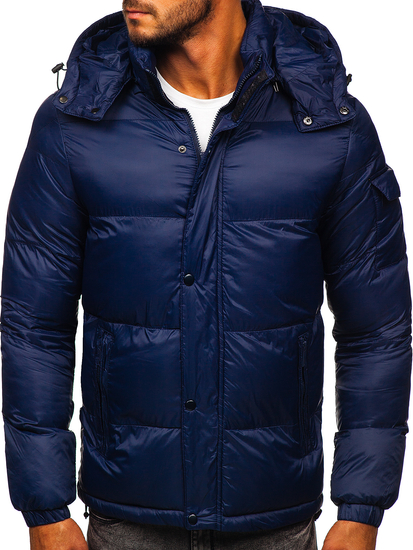 Blouson d'hiver matelassé pour homme bleu foncé Bolf 1161   