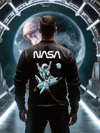 Sweat-shirt imprimé sans capuche pour homme noir Bolf 6475