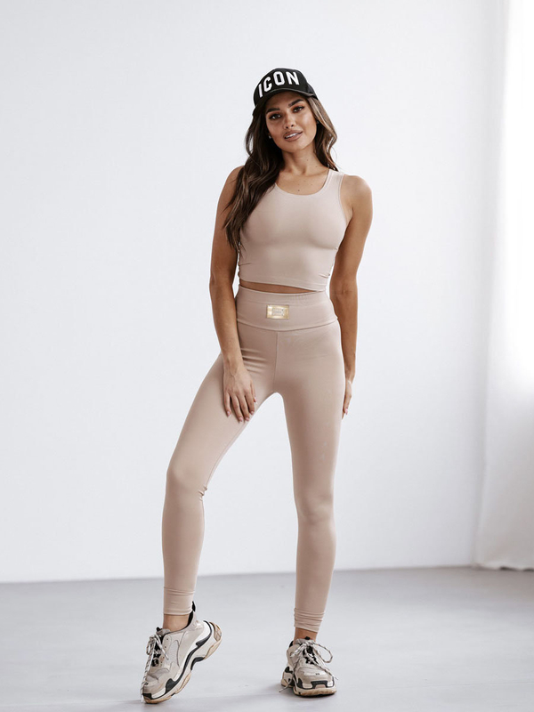 Ensemble de survêtement de sport deux pièces pour femme beige Bolf 022A