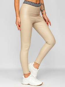 Legging en simili cuir pour femme beige Bolf MY16572