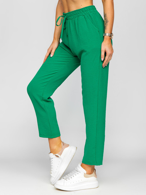 Pantalon en tissu pour femme vert Bolf W7325