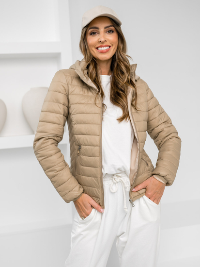 Femme Blouson de transition à capuche Beige Bolf B0124