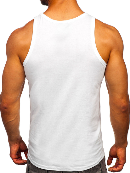 Tank top de boxeur blanc avec imprimé Bolf 14836