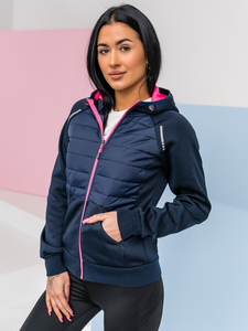Veste sweat mi-saison femme bleu marine Bolf KSW4009