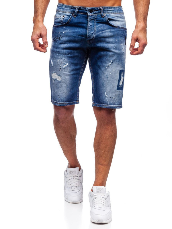 Pantalon court en jean pour homme bleu foncé Bolf R3007