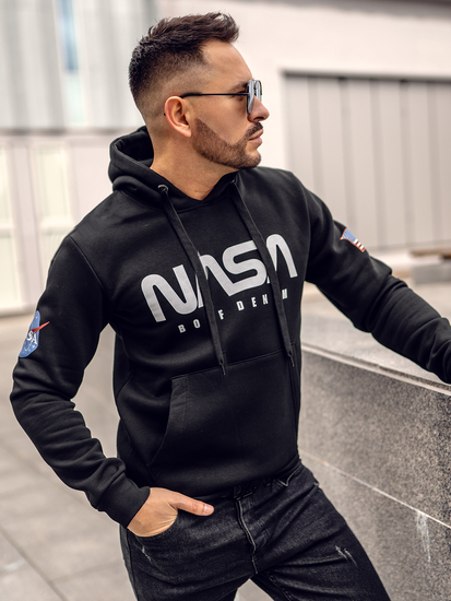 Homme Sweat-shirt kangourou à capuche imprimé Noir Bolf 146956A