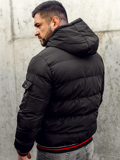 Blouson d'hiver matelassé réversible pour homme noir-rouge Bolf 7410
