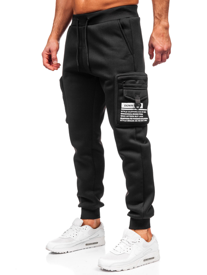 Homme Pantalon jogger cargo chaud Noir Bolf K22