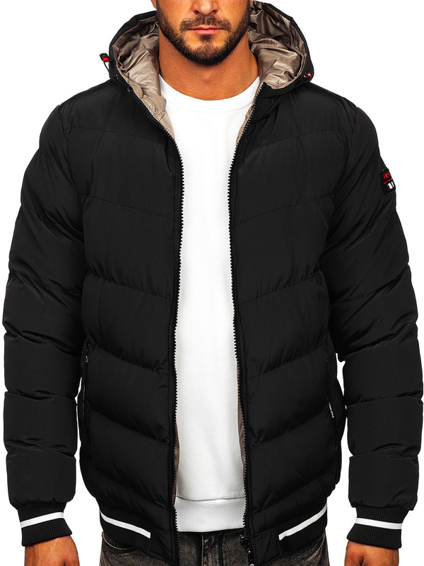 Blouson d'hiver matelassé réversible pour homme noir-d'or Bolf 7417
