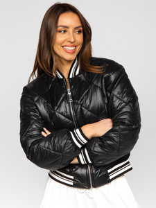 Blouson bomber de transition matelassé pour femme noir Bolf 82556