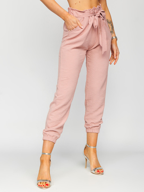 Pantalon de jogging en tissu pour femme rose Bolf W5076