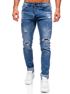 Homme Pantalon en jean slim fit Bleu Bolf MP0126B