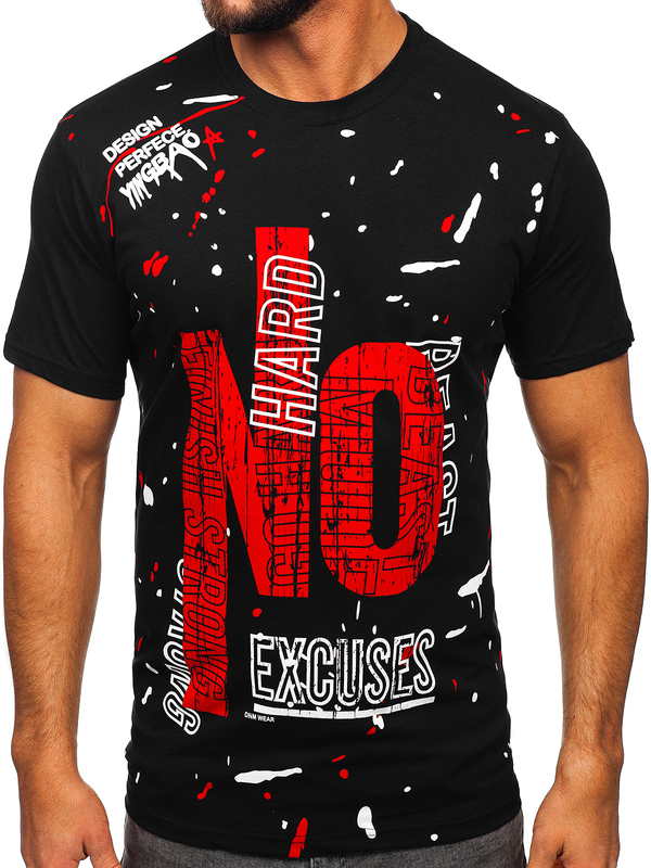 Tee-shirt imprimé pour homme noir Bolf JS1856