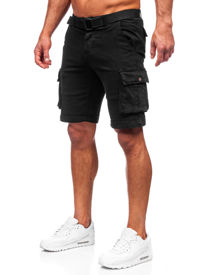 Short cargo avec ceinture pour homme noir Bolf MP0109NA