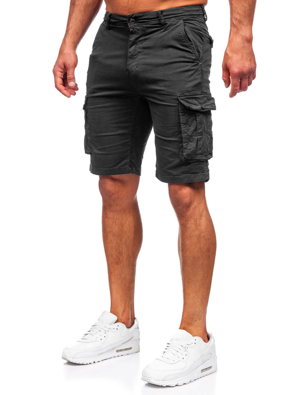 Short pantalon court de sport cargo pour homme noir Bolf XX160086