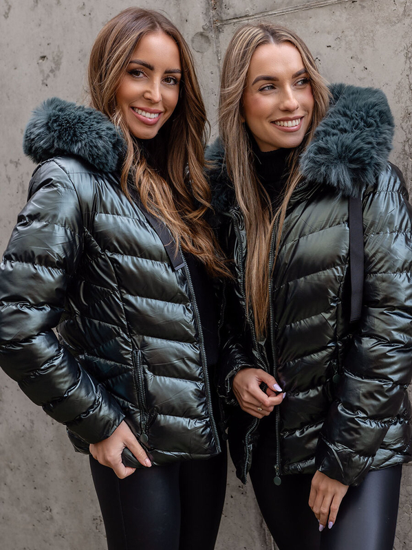 Femme Blouson d'hiver matelassée à capuche Vert Bolf 5M3138B