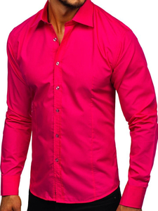 Chemise élégante corail à manches longues pour homme Bolf 1703