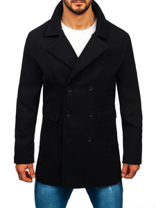 Homme Manteau d'hiver croisé courte Noir Bolf 11Z8215A2