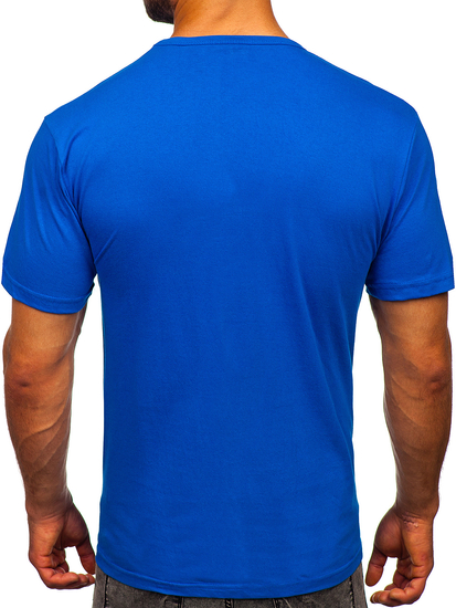 T-shirt bleu uni col V pour homme Bolf 192131