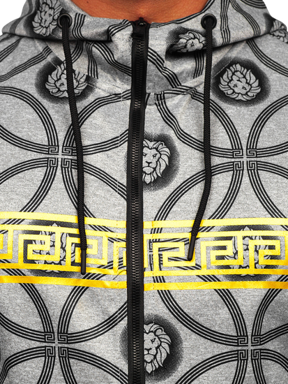 Sweat-shirt avec fermeture à capuche pour homme gris Bolf 27B8123