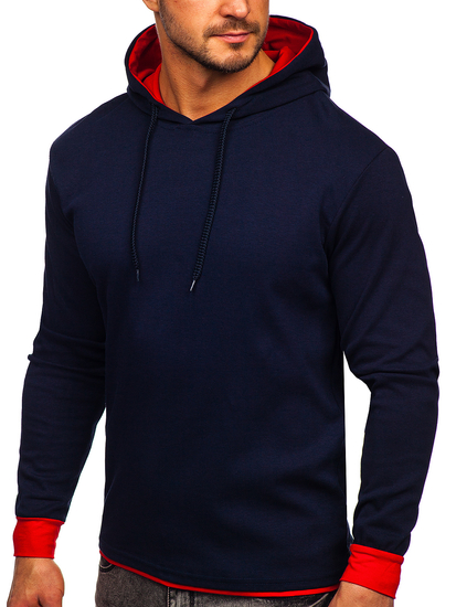 Sweat-shirt bleu foncé à capuche pour homme Bolf 145380-1