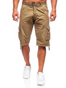 Short cargo en tissu avec ceinture pour homme camel Bolf 77885