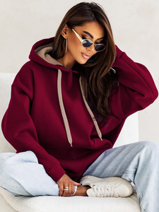 Sweat à capuche kangourou pour femme bordeaux Bolf 82131