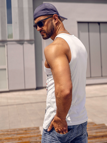 Débardeur boxer imprimé blanc Bolf 14835A