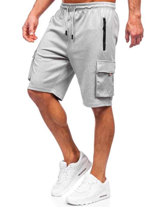 Short de sport cargo pour homme gris Bolf 8K278