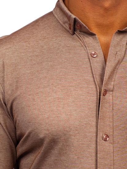 Homme Chemise casual à manches longues Marron Bolf 500