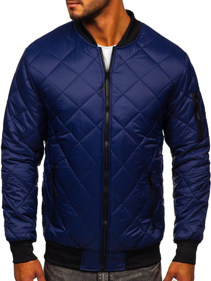 Blouson bomber de transition matelassé pour homme bleu foncé Bolf MY-01A