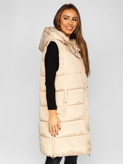 Gilet long matelassé oversize pour femme beige Bolf 81276