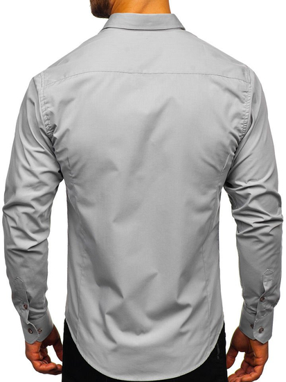 Chemise élégante grise à manches longues pour homme Bolf 1703