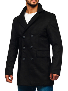 Homme Manteau d'hiver longue croisé Noir Bolf 79B3A1-073