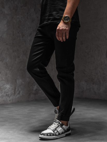 Homme Pantalon de jogging en jean Noir Bolf 8162A1