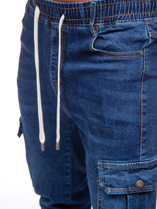 Homme Pantalon de jogging en jean cargo Bleu foncé Bolf 8118