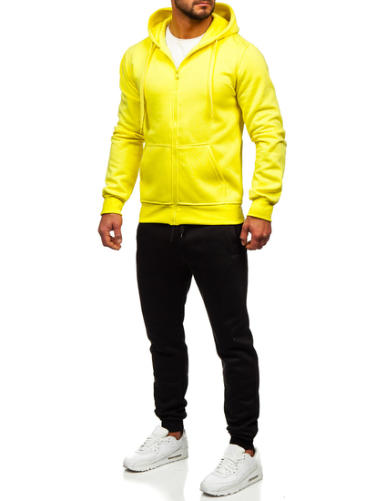 Survêtement avec un sweat-shirt à capuche zippé pour homme jaune clair Bolf D004