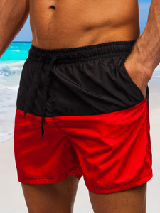 Short de bain pour homme noir-rouge Bolf HM058